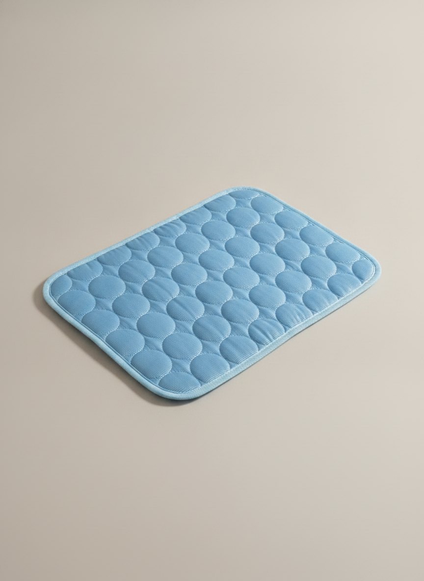 Tapis rafraîchissant FrostPaw bleu posé à plat