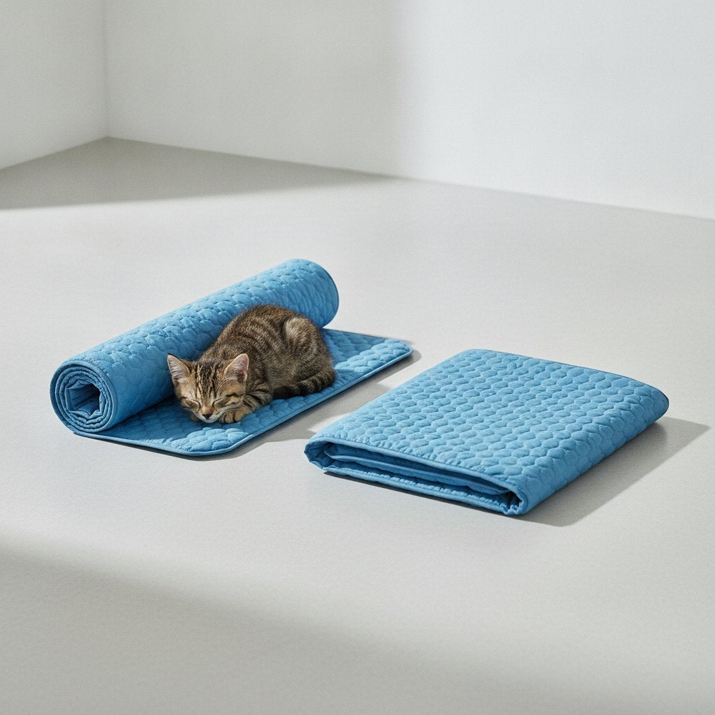 Tapis FrostPaw enroulé et plié, facile à ranger