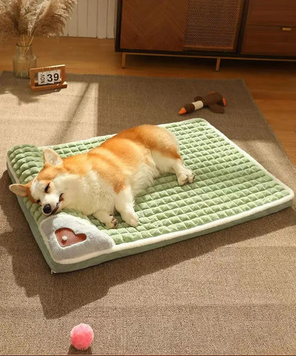 Chien endormi sur le lit à mémoire de forme