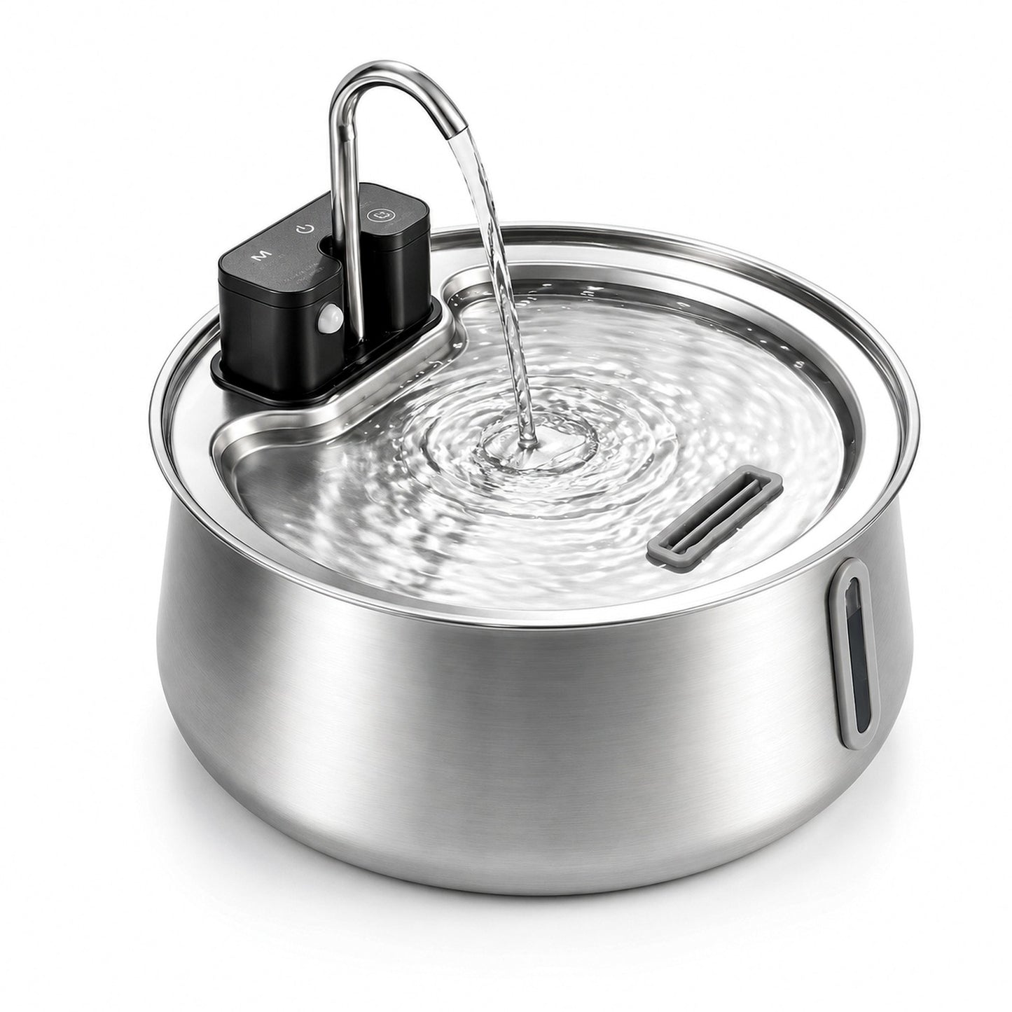 PureFlow fontaine à eau en acier inox avec eau qui coule