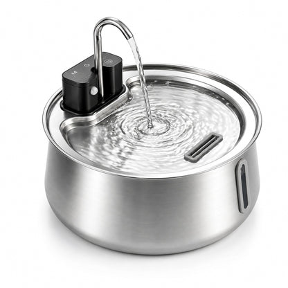 PureFlow fontaine à eau en acier inox avec eau qui coule