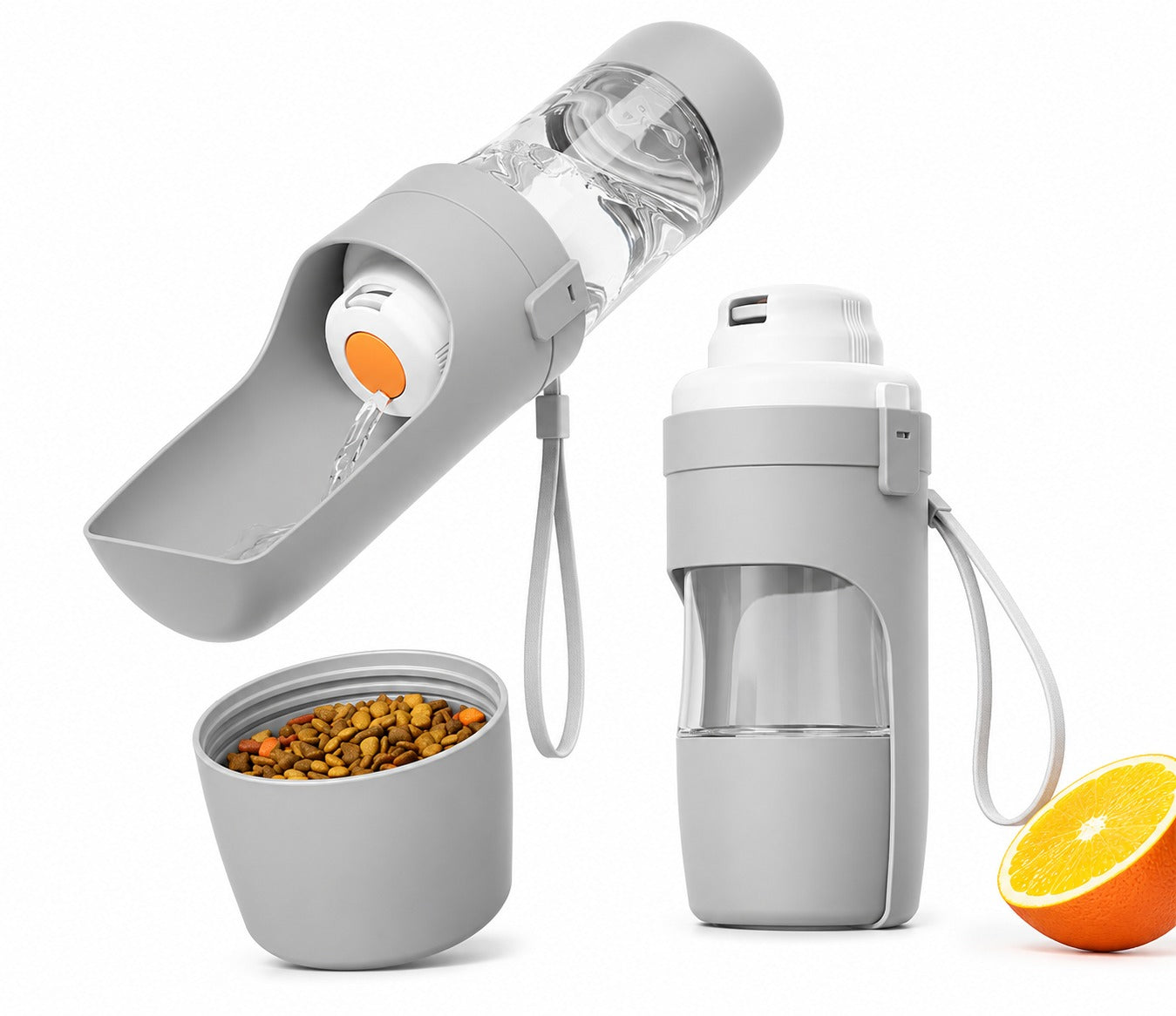 Gourde 2-en-1 eau et croquettes avec gamelle